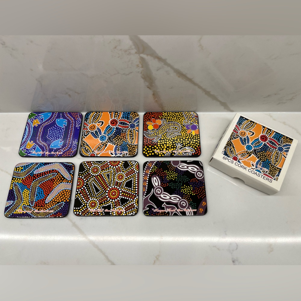 Vintage Desert Earth Susan Betts 2004 Australian Aboriginal Art 6 Coasters